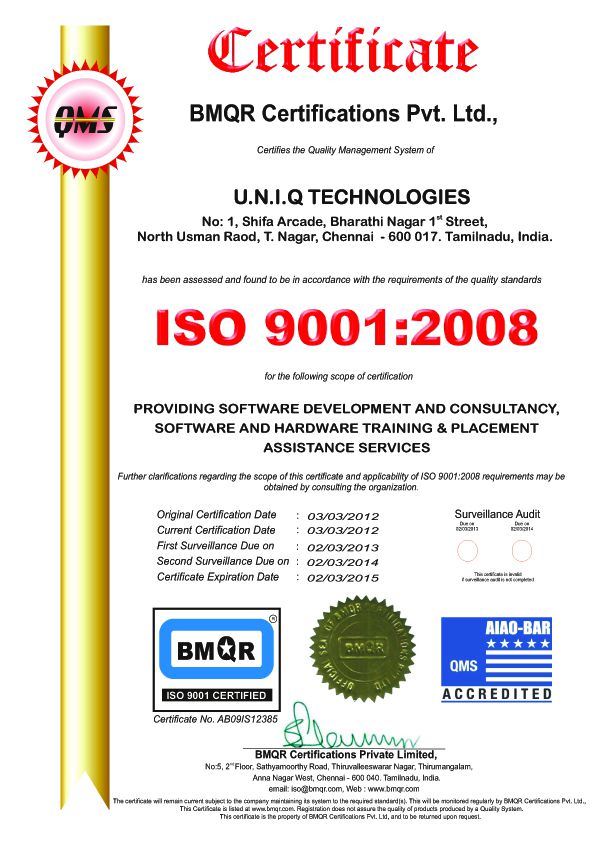 Inplant Training for IT Certificate